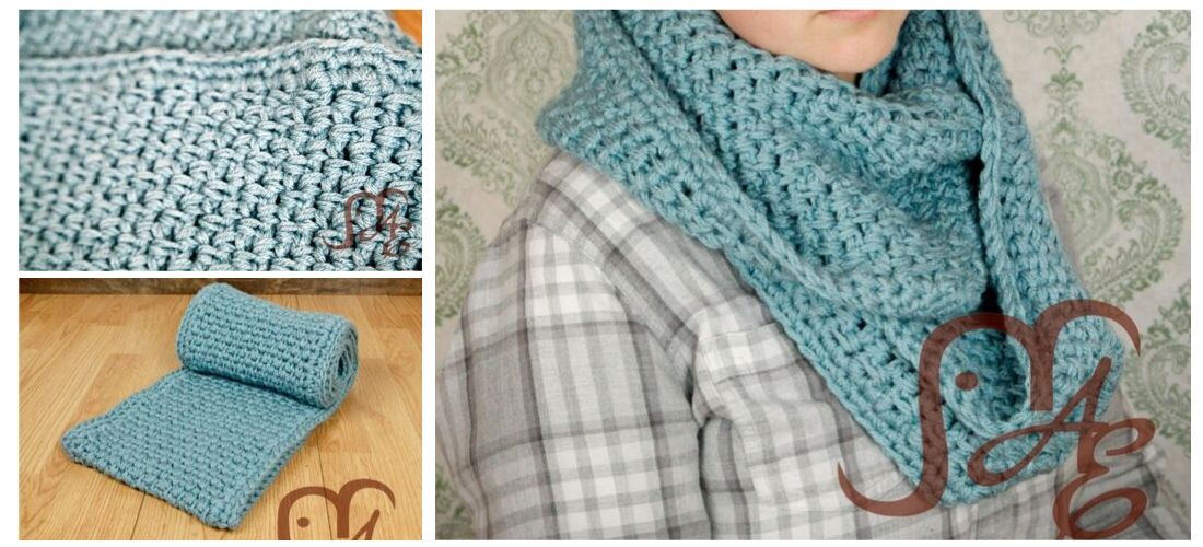 Crochet light blue scarf