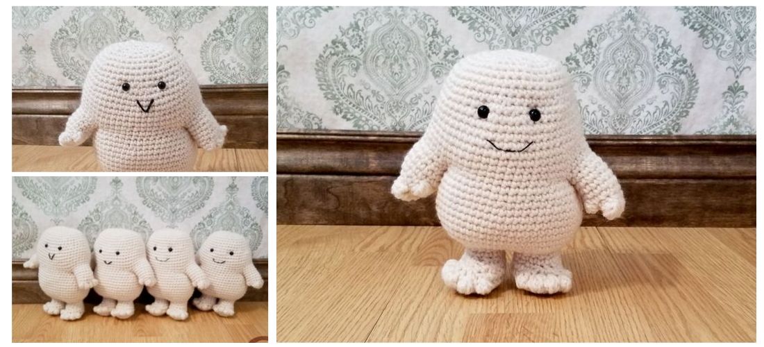 Crochet white adipose plush