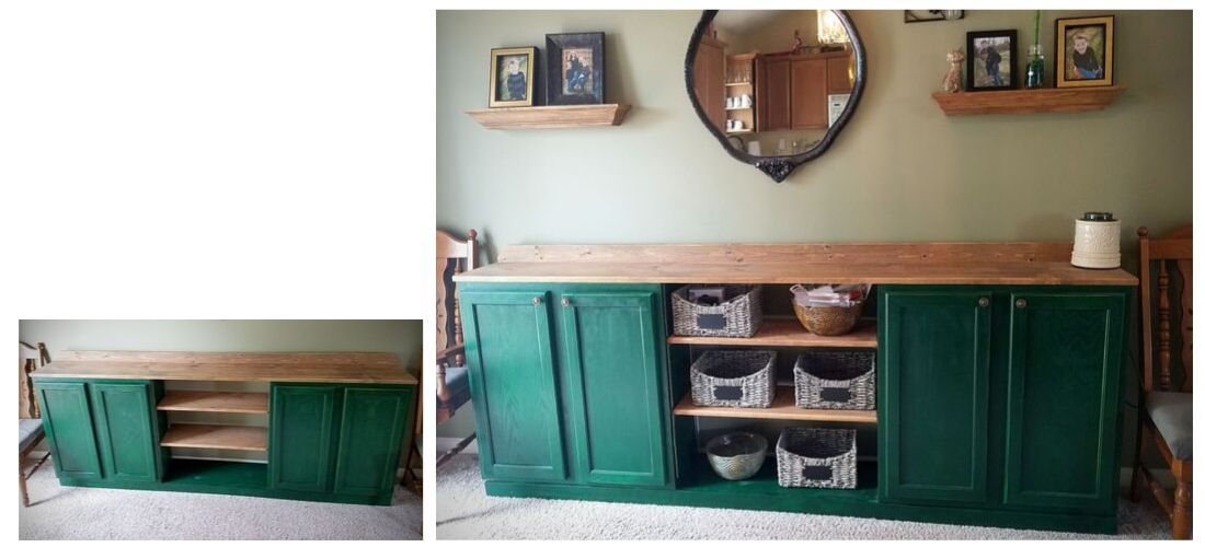 Green wooden Buffet Cabinet